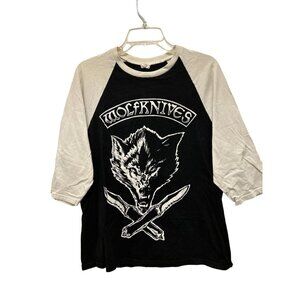 Women's Med Anvil Cotton "Wolfknives" Black and White Tshirt